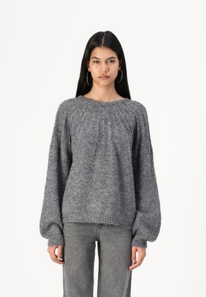 Noisy May NMSUTTON OPEN BACK BOW - Pullover - dark grey melange