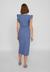VILA VICLARA FRILL V NECK MIDI DRESS - Jersey dress - bijou blue