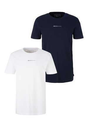 LOGO RUNDHALS 2X STÜCK KURZARM - Print T-shirt - weiß dunkelblau