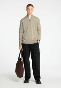 Selected Homme HALF-ZIP PULLOVER - Stickad tröja - kelp