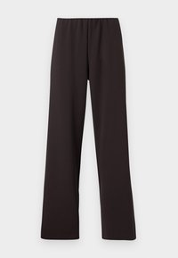 Sorte vide bukser laget av glatt, elastisk stoff med elastisk liv. Har et enkelt, minimalistisk design.