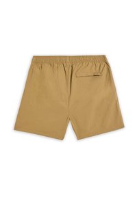 Shorts in cotone khaki con vita elastica, dotati di una tasca posteriore singola e dalla texture liscia e leggera.
