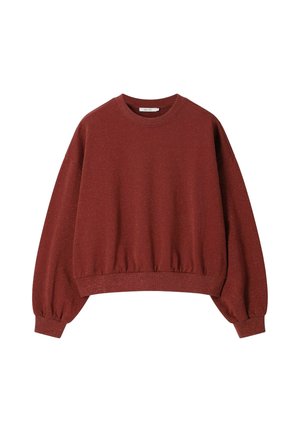 Sweatshirt met lange mouwen en ronde hals in roestkleur, voorzien van geribbelde manchetten en zoom, met een relaxte pasvorm en subtiele gestructureerde stof.