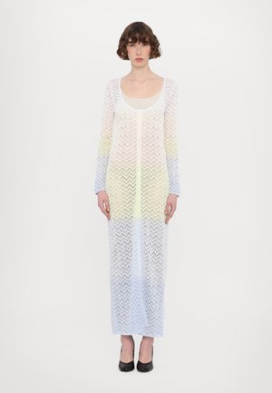 Svetríkové šaty - light blue/lime green/creamy