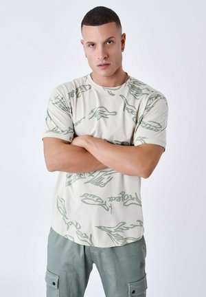TEE MOTIF SIGNATURE FLUIDE - Camiseta estampada - greige