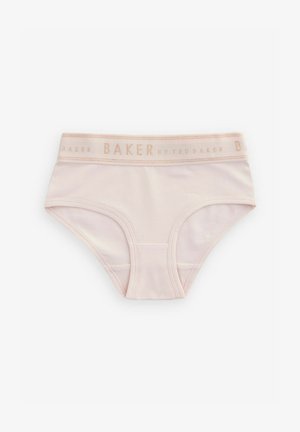 Lyserød bomuldsunderbukser med en blød elastisk talje, der prydes af "BAKER by Ted Baker" i subtil gul skrift. Klassisk snit og glat tekstur.