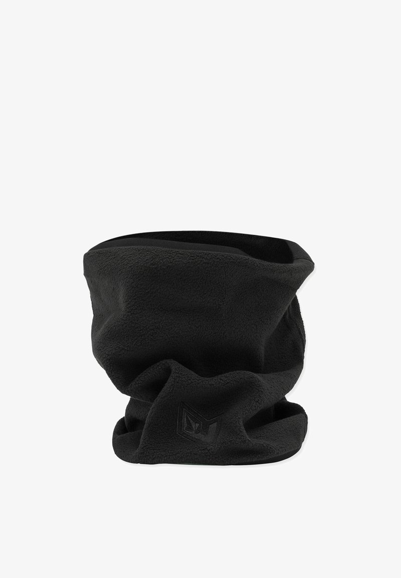 Scaldacollo in pile nero con una texture morbida, forma tubolare e un sottile accento del logo su un lato. Senza chiusure o cuciture visibili.