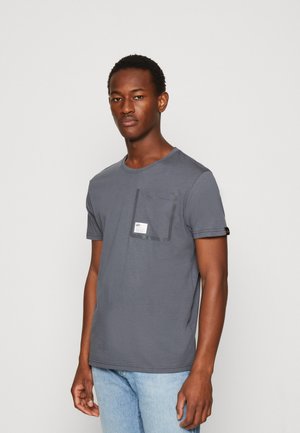 LABEL POCKET - Print T-shirt - grey black