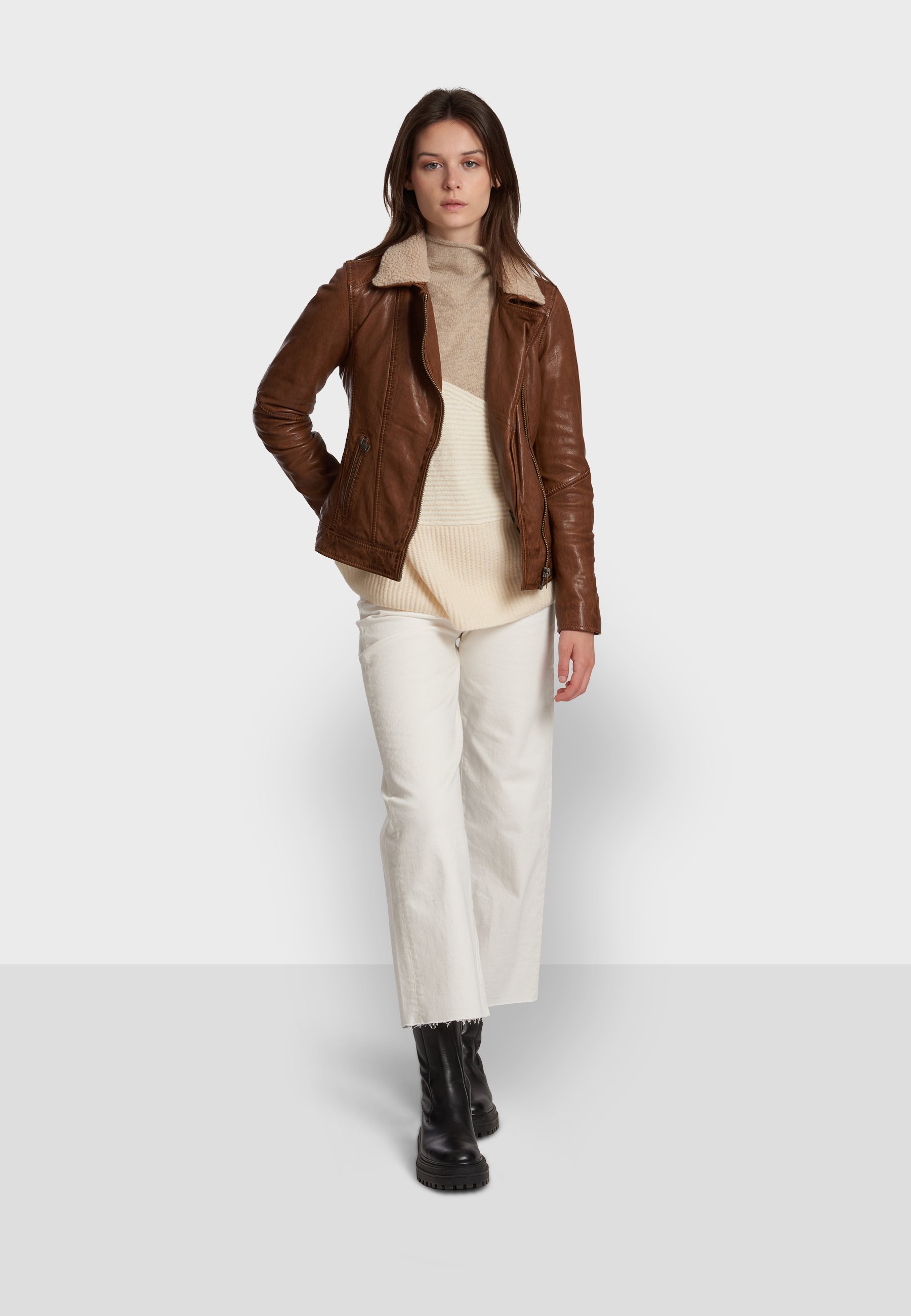 Oakwood FLOW - Chaqueta de cuero - brown/marrón - Zalando.es
