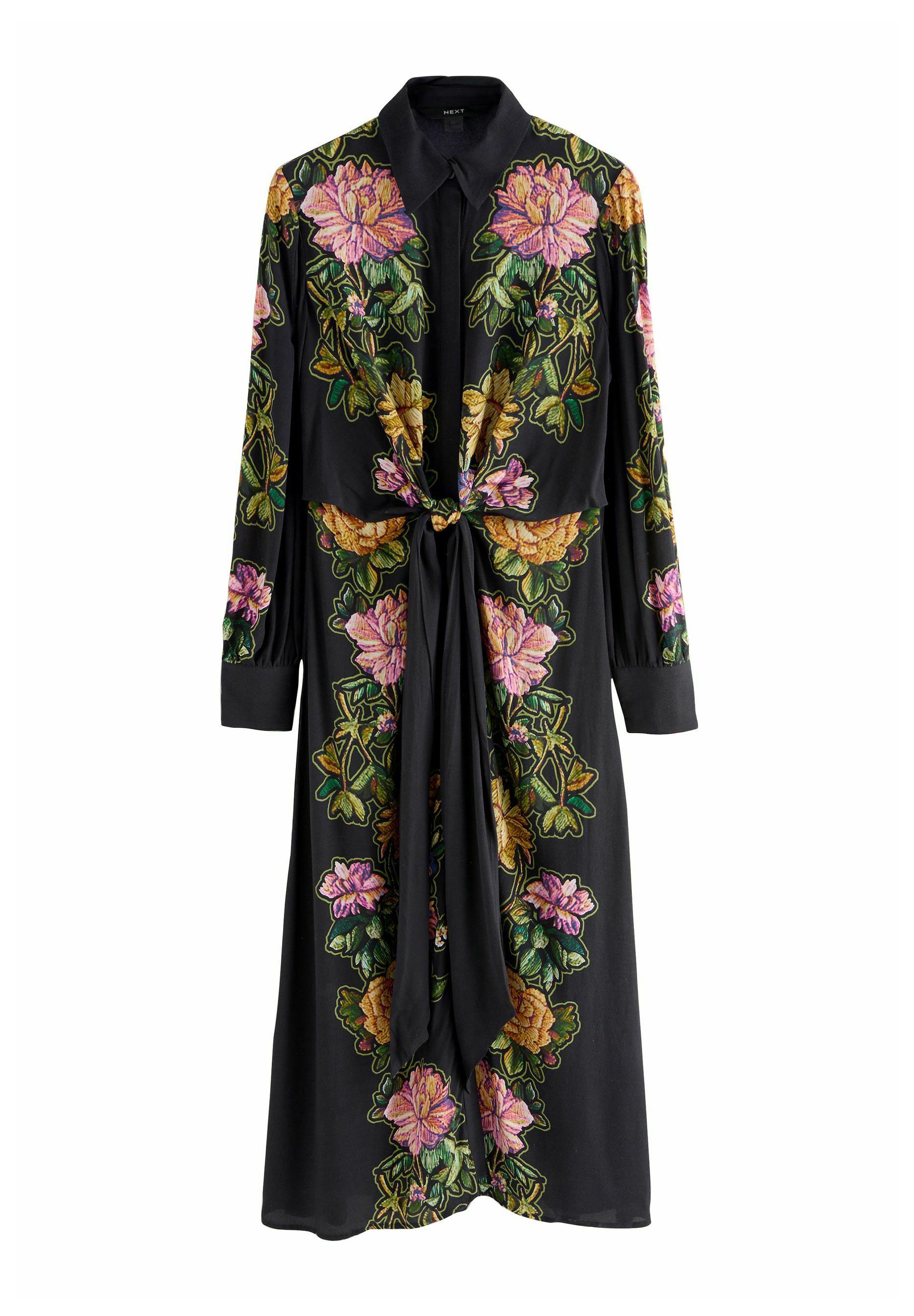 Next REGULAR FIT Vestito lungo black floral/nero