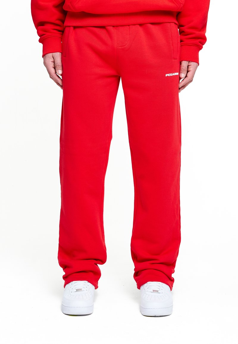 Pegador - LOGO WIDE PANTS - Treniņtērpa apakšdaļas - washed red/white gum, Palielināt