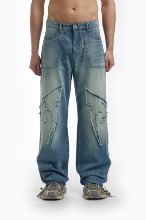 FABRIC PATCH - Loose fit teksad - blue washed