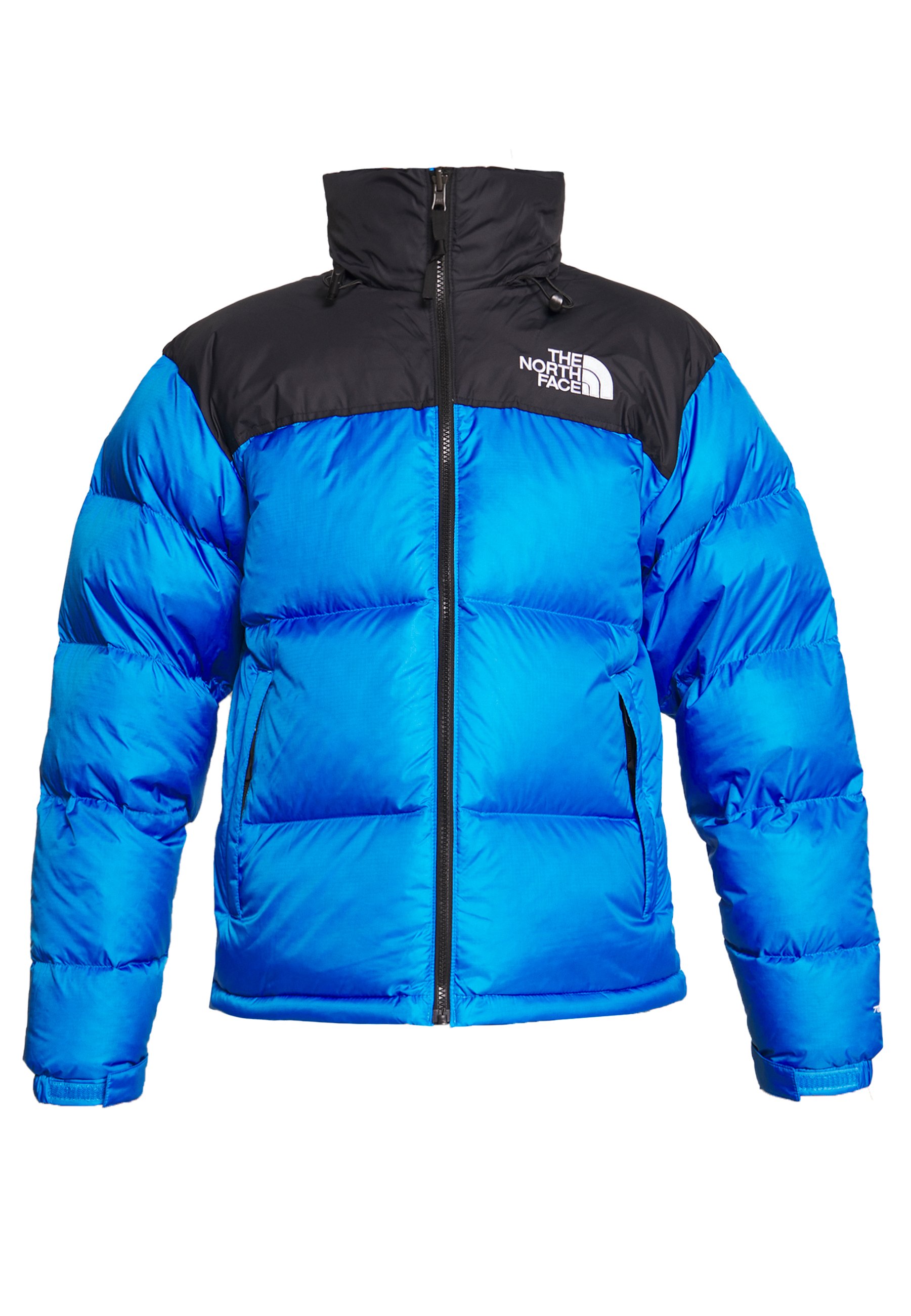 bright blue north face jacket