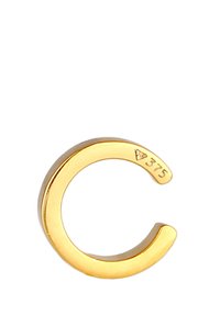 Goldfarbener Schmuck in C-Form mit hochglanzpolierter Oberfläche und einer Punze "375" für die Reinheit des Goldes.