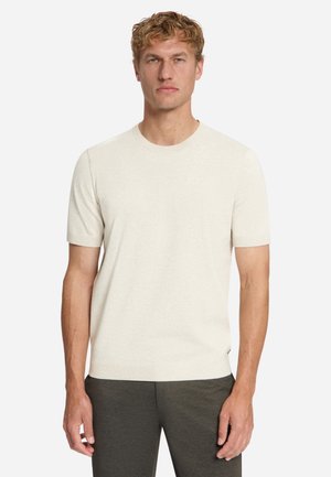 NO EXCESS, MELANGE SHORT SLEEVE JUMPER - T-shirt basic - stone