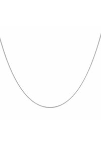 Srebrnokolorowy metalowy naszyjnik z łańcuszka o gładkiej, wypolerowanej fakturze i elastycznym, falującym wzorze. Klasyczny kształt, bez widocznych akcentów.