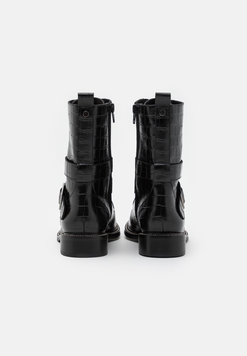 Bottes Pointues à Lacets COSMO PARIS - Cuir Noir Doublé Cuir - Taille 36 - Très Bon État