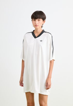 DRESS - Jersey dress - white/black