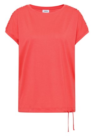 Cecil, KURZARM SHIRT MIT RAFFUNG - Triko s potiskem - shiny coral