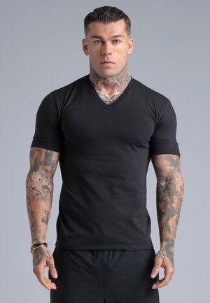 SIKSILK, V-NECK - Základné tričko - black