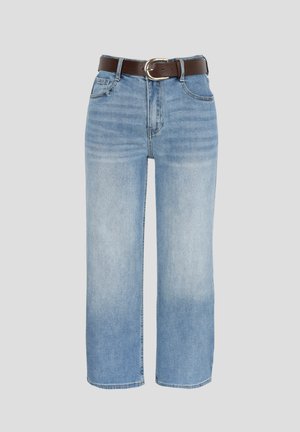 Anna Field, STRAIGHT CROPPED JEANS WITH BELT - Straight leg jeans - blue denim