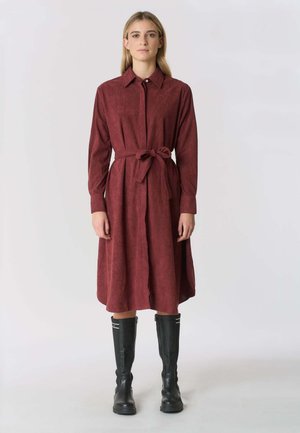MIDI CON CINTURA - Abito a camicia - bordeaux