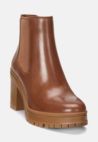 Lauren Ralph Lauren CAILIE LEATHER BOOTIE - Magassarkú bokacsizmák - tan