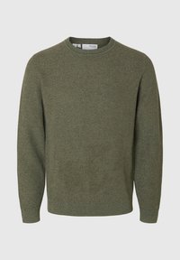 SLHROSS STRUCTURE CREW NECK - Stickad tröja - deep forestdetail vetiver twist