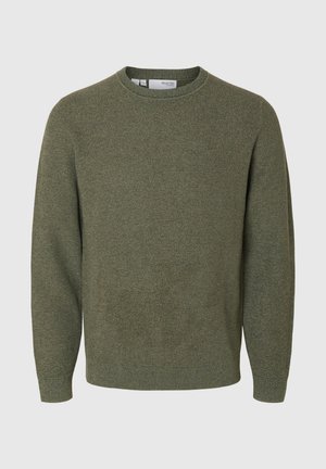 Selected Homme SLHROSS STRUCTURE CREW NECK - Vesta - deep forestdetail vetiver twist