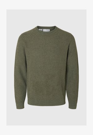 Selected Homme SLHROSS STRUCTURE CREW NECK - Džemperis - deep forestdetail vetiver twist