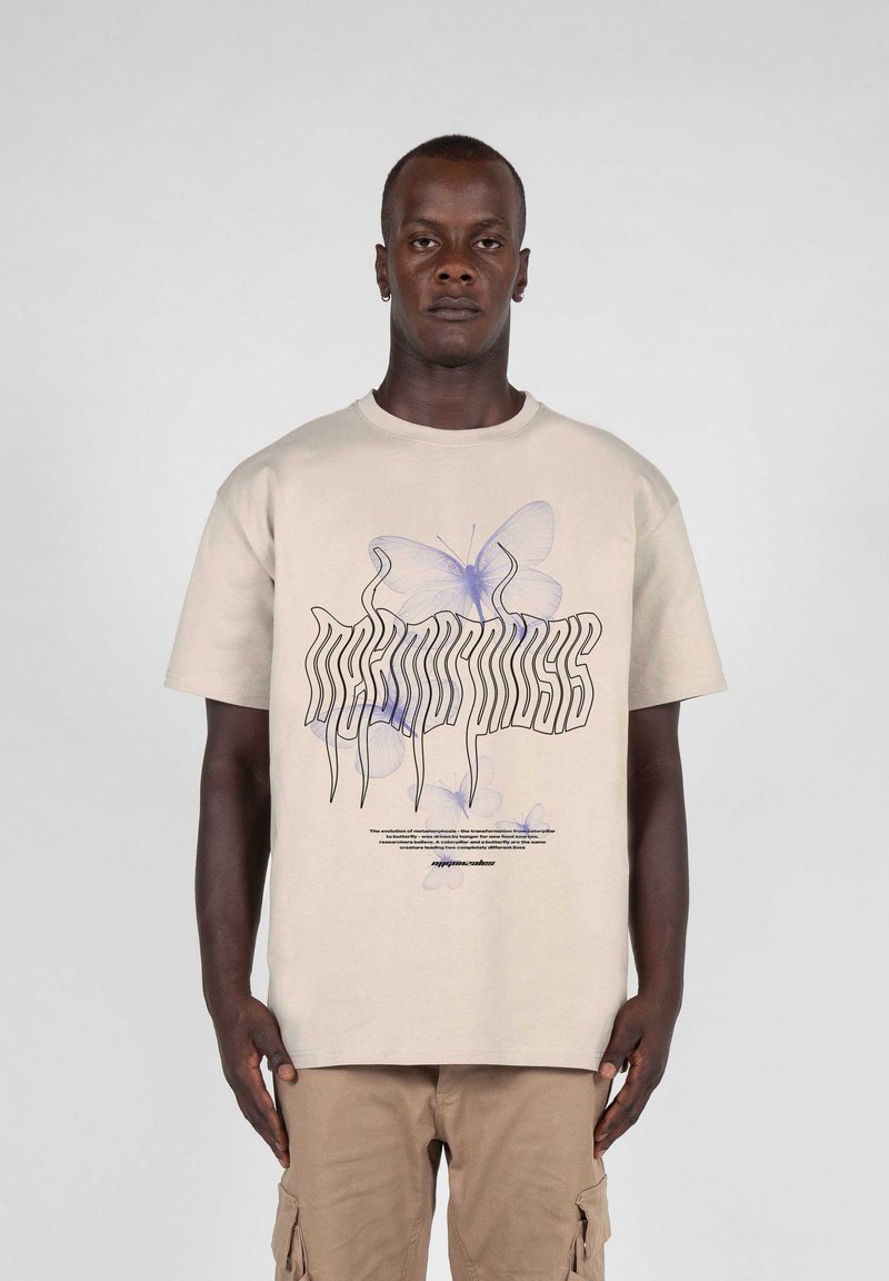 MJ Gonzales METAMORPHOSE HEAVY OVERSIZED - Printtipaita - sand