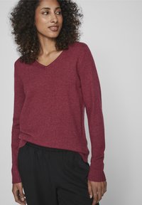 VILA VIRIL V-NECK NOOS - Stickad tröja - beet red