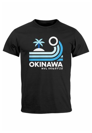 JAPAN OKINAWA SCHRIFTZUG RETRO PALME WELLE FASHIO - T-Shirt print - schwarz