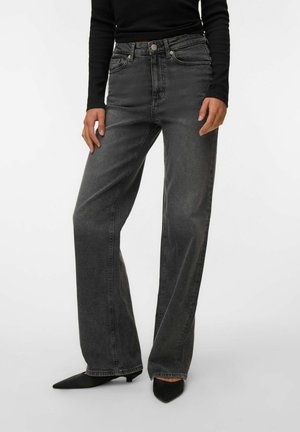 Vero Moda, WIDE-FIT JEANS VMTESSA-STRETCH HIGH RISE WIDE LEG FIT JEANS - Wide Leg - dark grey denim