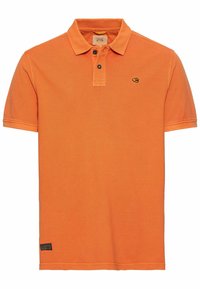 Oranje polo shirt van katoen, met een kraag, een verstelbare sluiting met twee knopen en een klein geborduurd logo op de borst. Etiket aan de zoom.