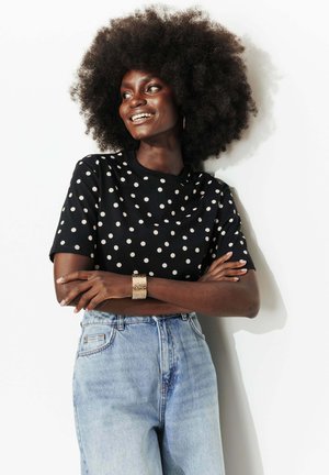 Promod, T-SHIRT OVERSIZE À POIS - T-shirt imprimé - imprimé noir