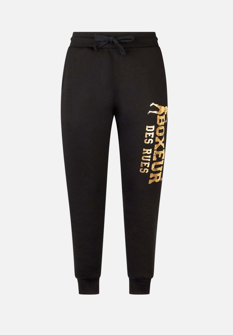 Pantaloncino Nero BOXEUR DES RUES Con Logo Oro - Taglio Sportivo, Tessuto Misto Cotone E Poliestere
