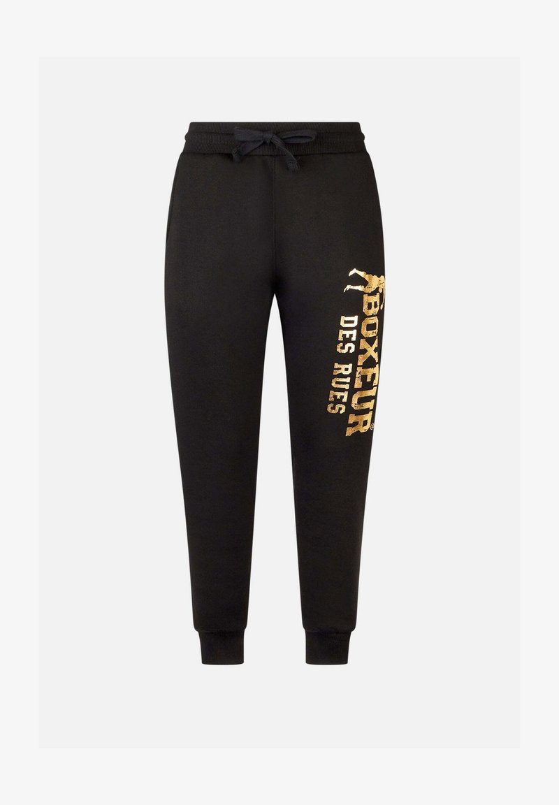 Pantaloncino Nero BOXEUR DES RUES Con Logo Oro - Taglio Sportivo, Tessuto Misto Cotone E Poliestere
