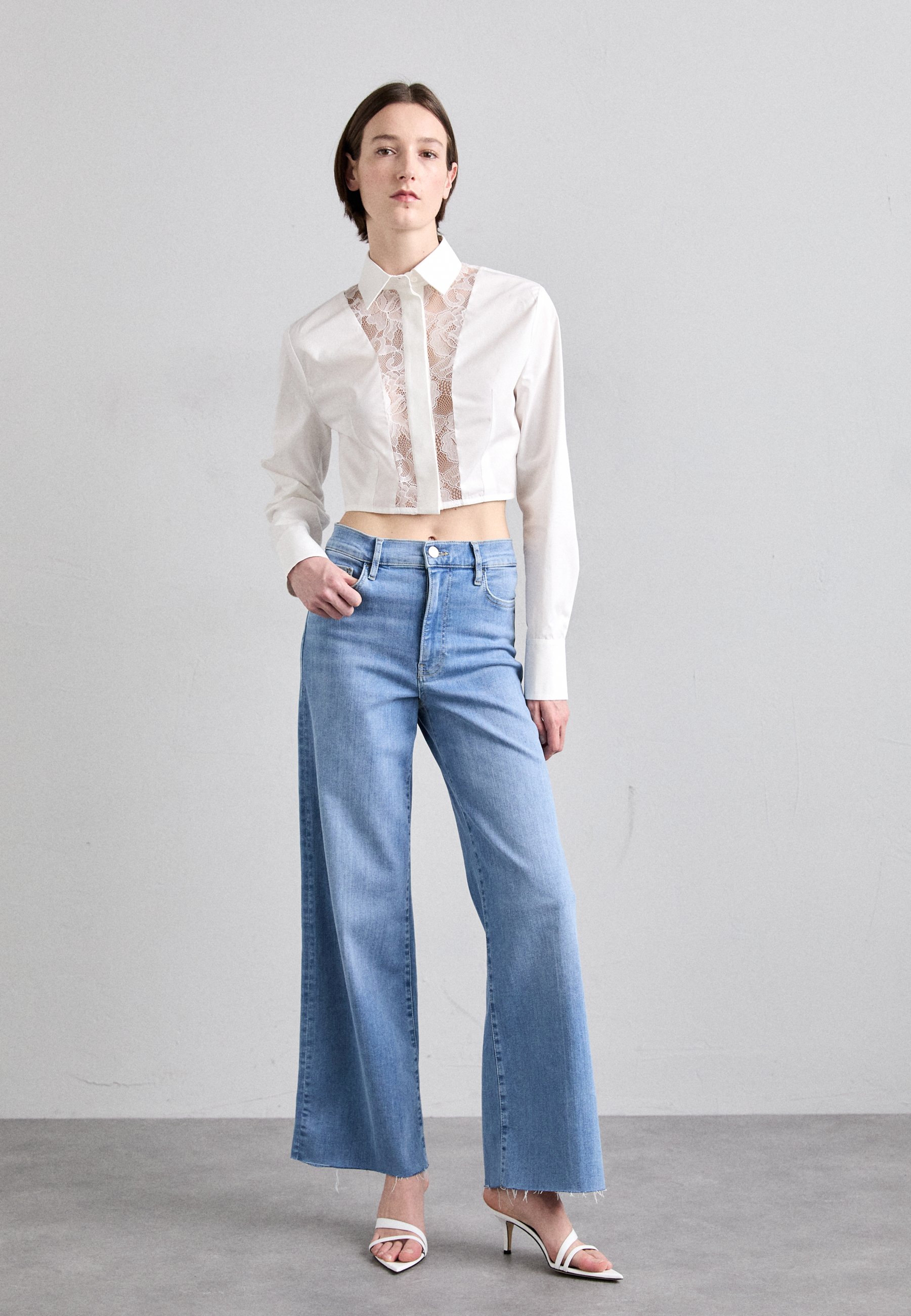 FRAME PALAZZO RAW FRAY - Relaxed fit jeans - clearwater/light-blue denim -  Zalando.co.uk