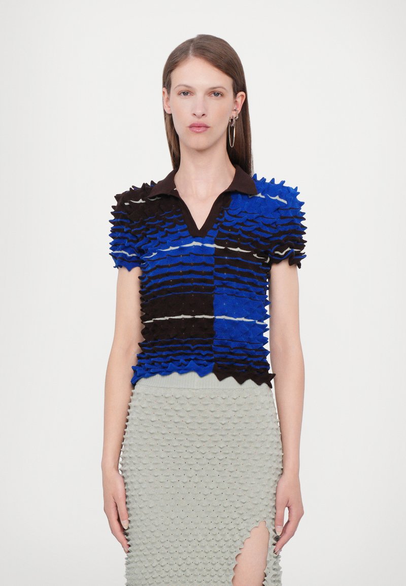 Chet Lo SPIKEY GRADIENT - Tricou cu imprimeu - electric blue/brown/mint
