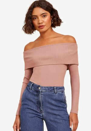OFF THE SHOULDER - Stickad tröja - pink