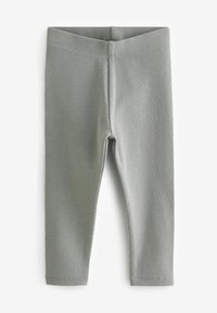 Leggings grigi a coste con un design aderente, dotati di un cinturino senza cuciture e una morbida texture. Realizzati in materiale elasticizzato per il massimo comfort.