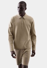 Autograph WAFFLE HALF ZIP - Poloshirt - sand