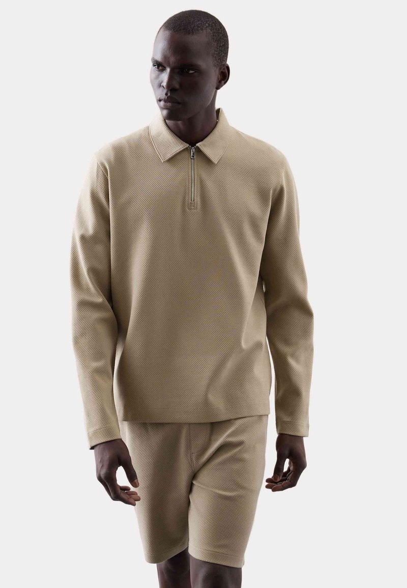 Autograph WAFFLE HALF ZIP - Poloshirt - sand