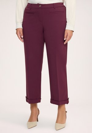 Fiorella Rubino, PANTALONI CROPPED CON RISVOLTO E BOTTONE - Bukser - bordeaux