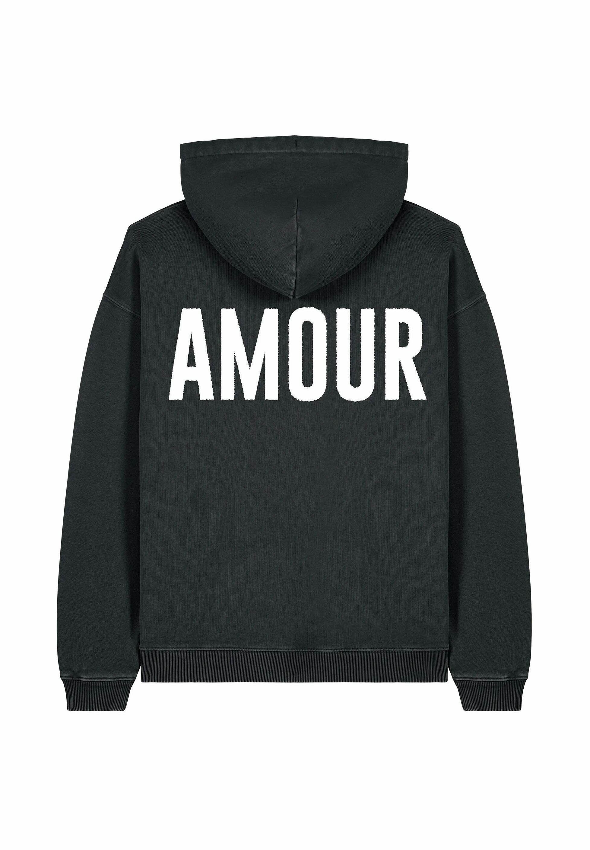 AMOUR TEXT BACK EMBROIDERY UNISEX VINTAGE - Kapuzenpullover