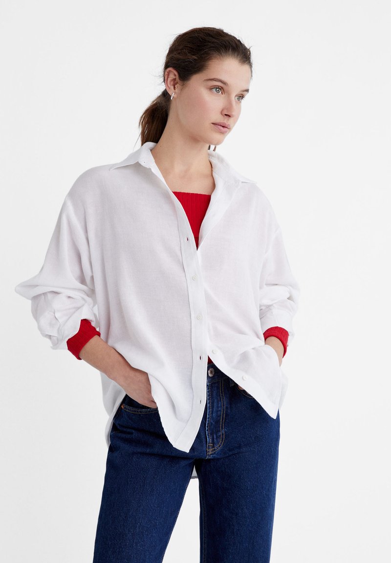 Stradivarius RUSTIKALES DAILY - Blus - white