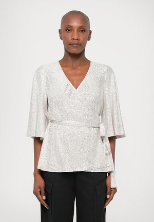 NADINE WRAP - Blouse - pale mushroom/silver-coloured