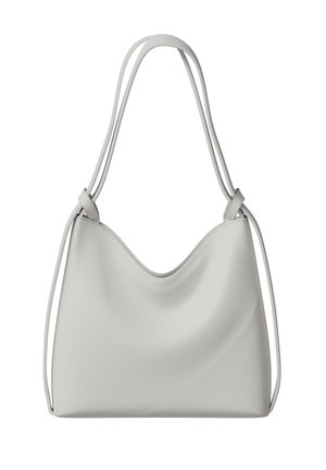 White leather shoulder bag with double thin straps and a slightly slouchy rectangular shape.
