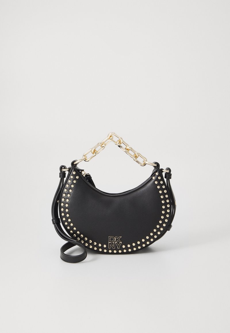 DKNY LES MINI STUDDED CHAIN SHOULDER - Håndveske - black/gold